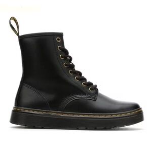 Dr. Martens Zavala Black Smooth Leather Lace-Up Combat Boots  Size 6W 5M